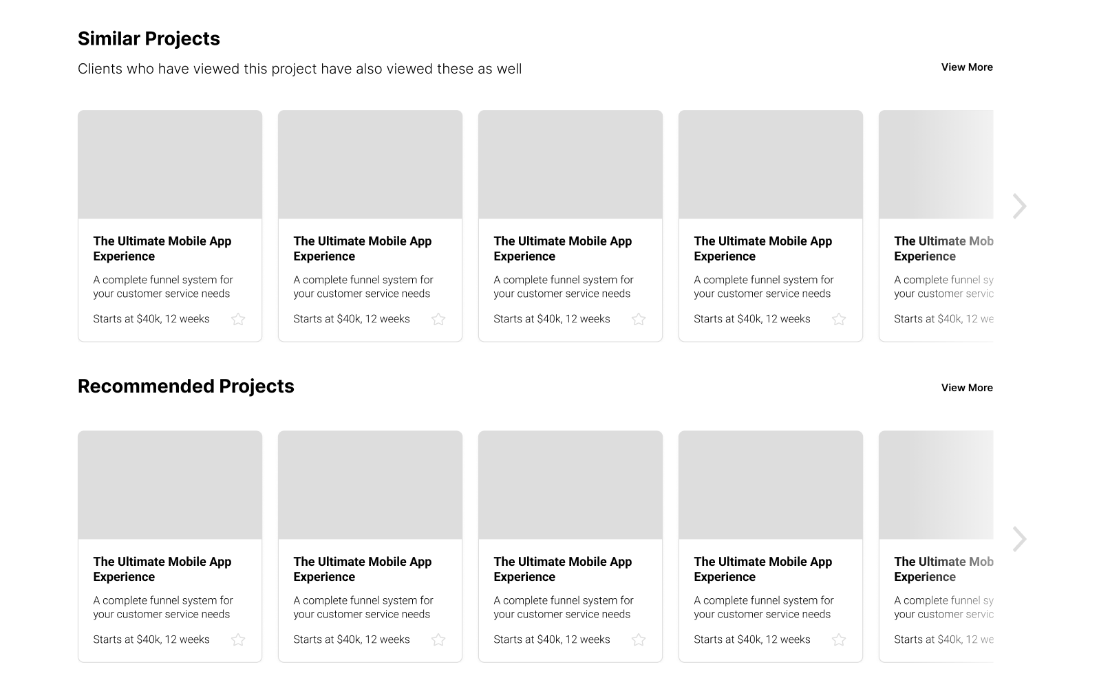 Final design: Similar and Recommended project carousels