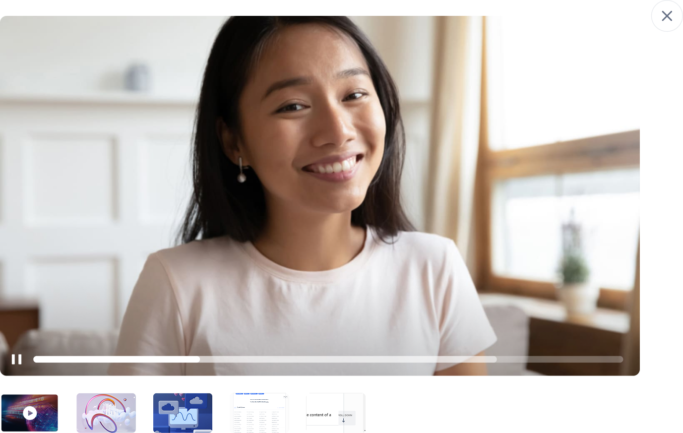 Media player with video playback and thumbnail carousel