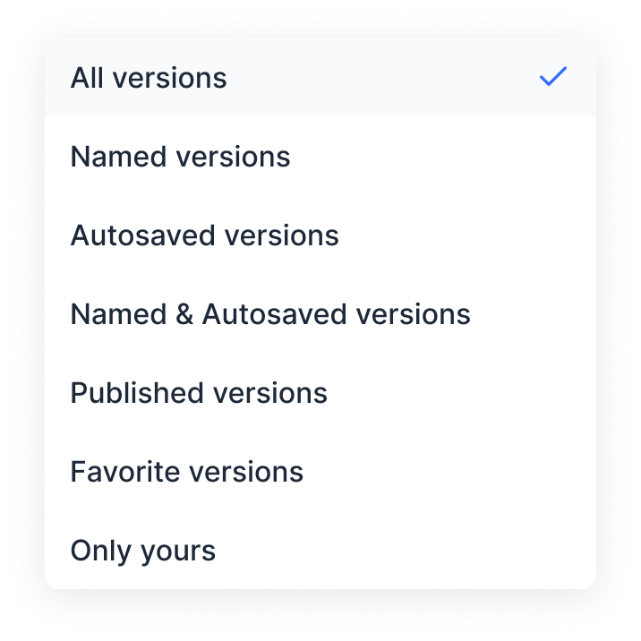 Developer handoff spec: Version Filter Menu