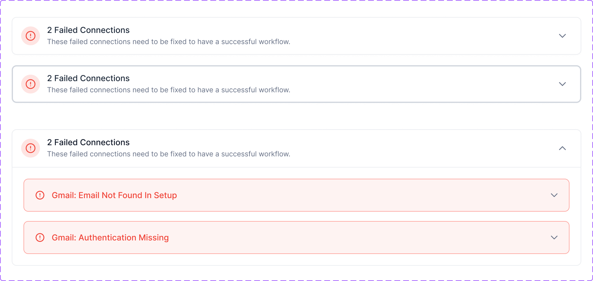 Developer handoff spec: Failed Results