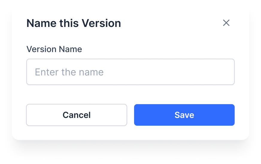 Developer handoff spec: Name Version Modal