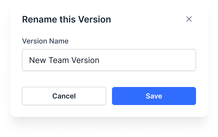 Developer handoff spec: Rename Version Modal