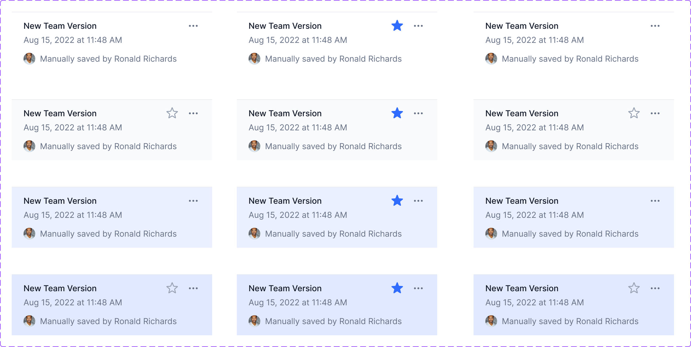 Developer handoff spec: Version Row States