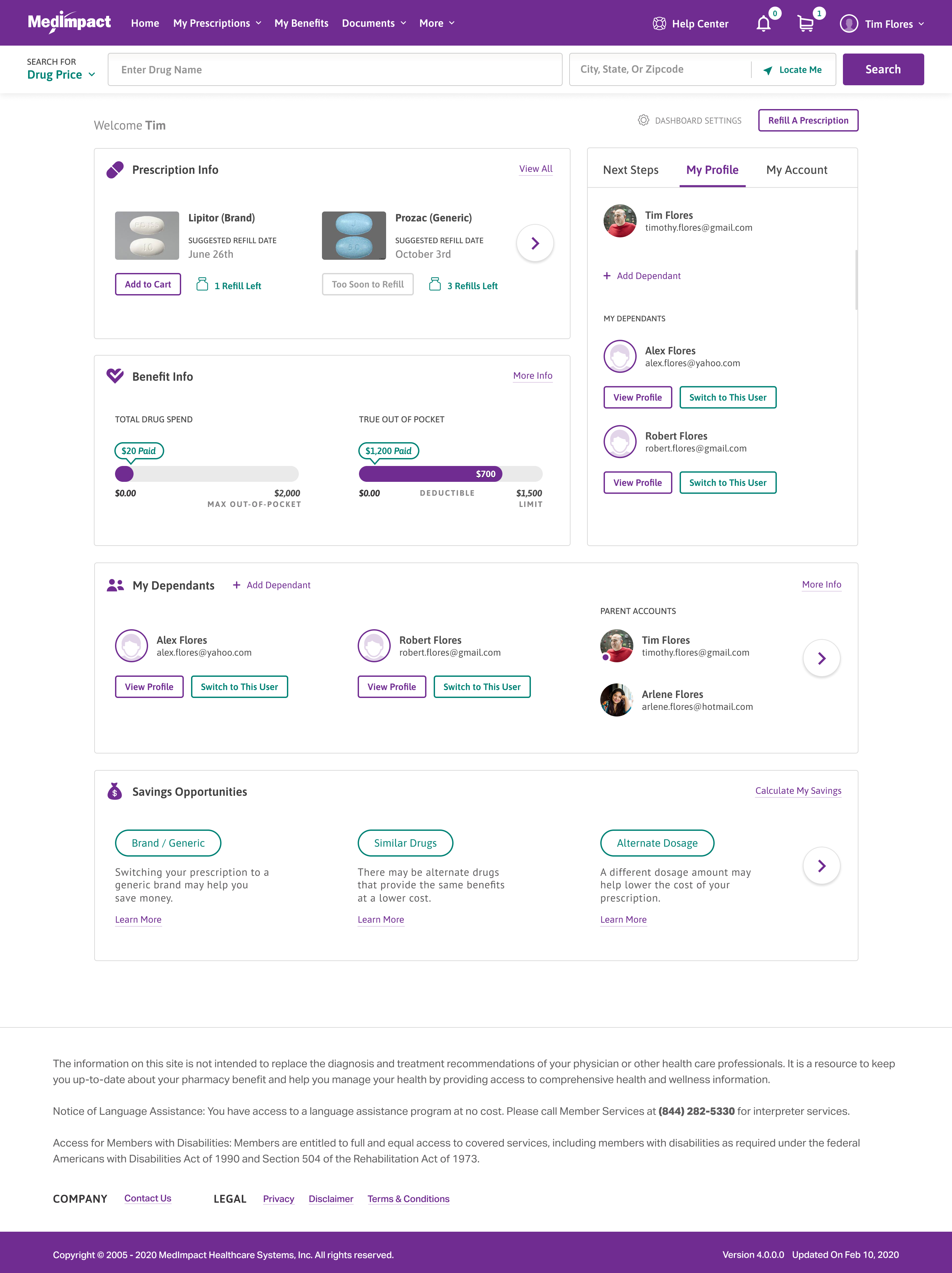 MedImpact Dashboard — dashboard-tab-my-profile