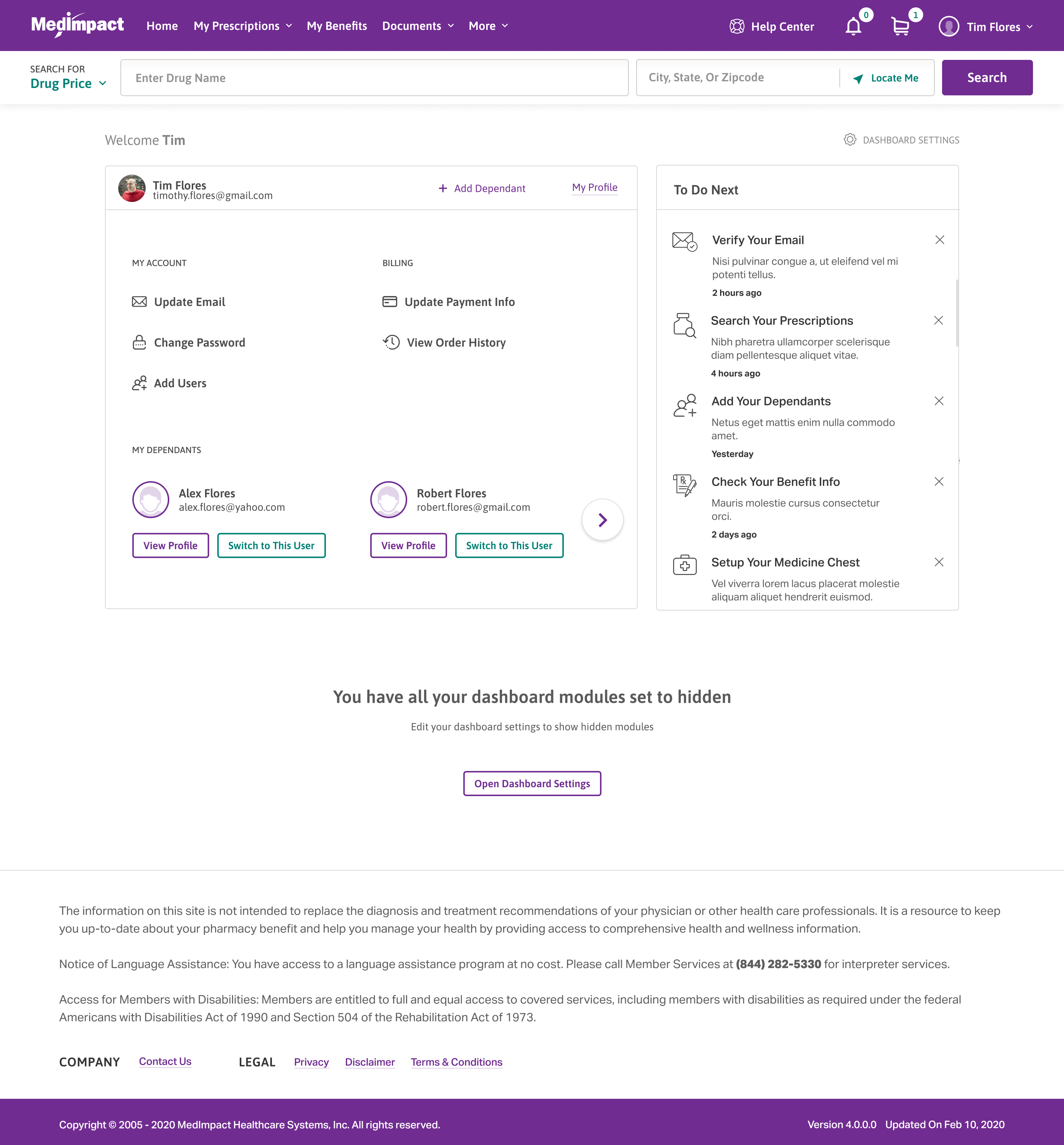 MedImpact Dashboard — disabled-my-benefits