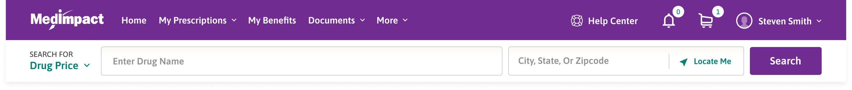 MedImpact desktop navigation bar