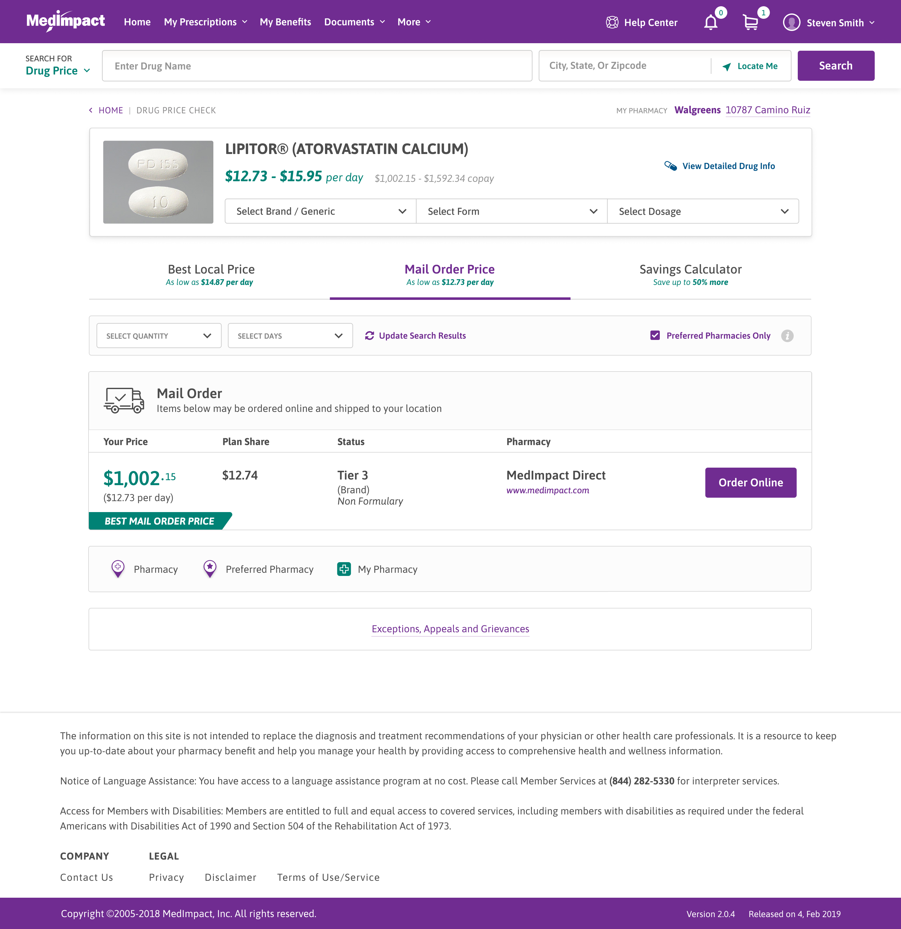 Drug Price Check: Mail Order Price