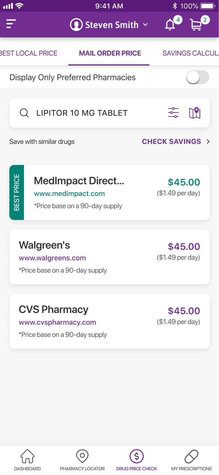 MedImpact mobile app screen