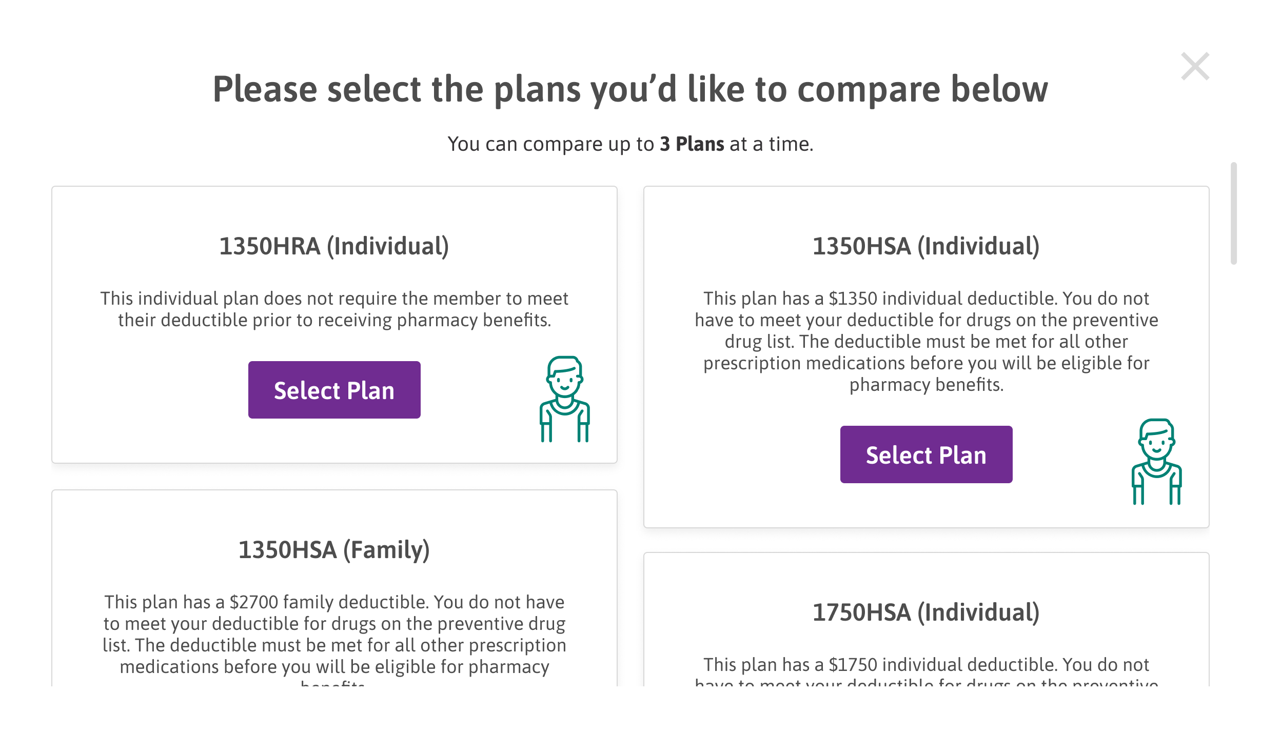 Plan Comparison Selector