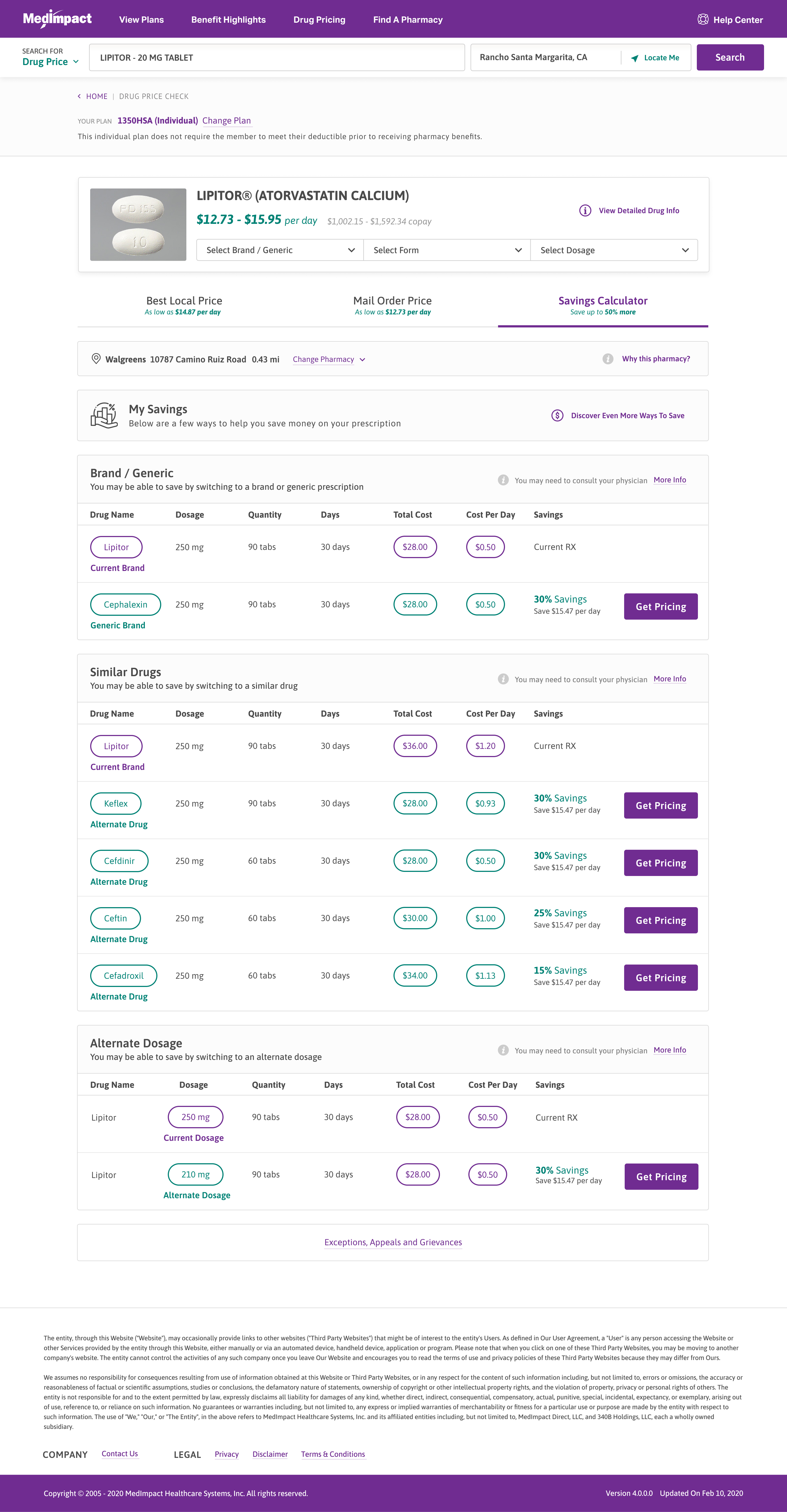 MedImpact Open Enrollment — savings-calculator