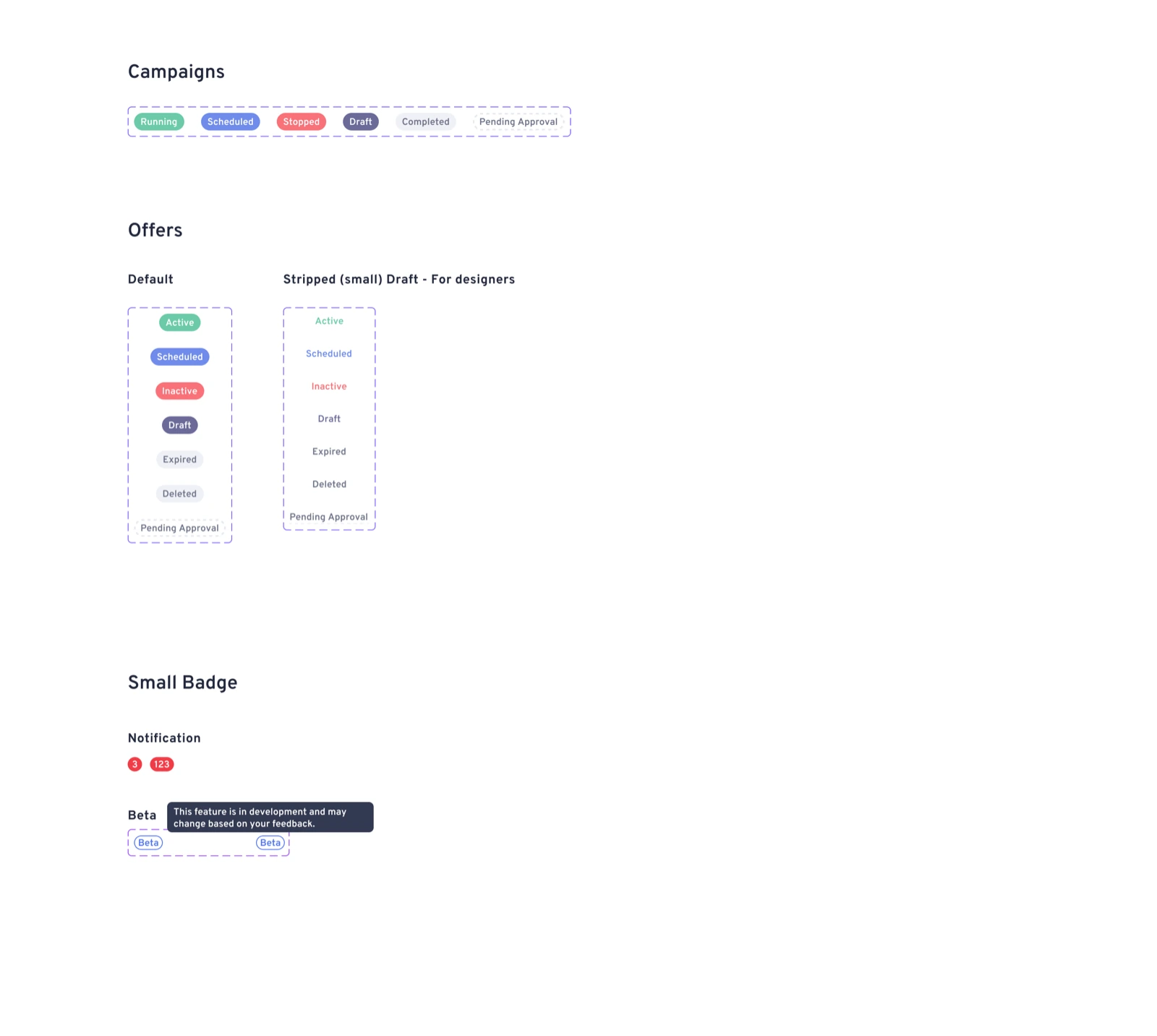 Badge components for campaigns, offers, and notifications