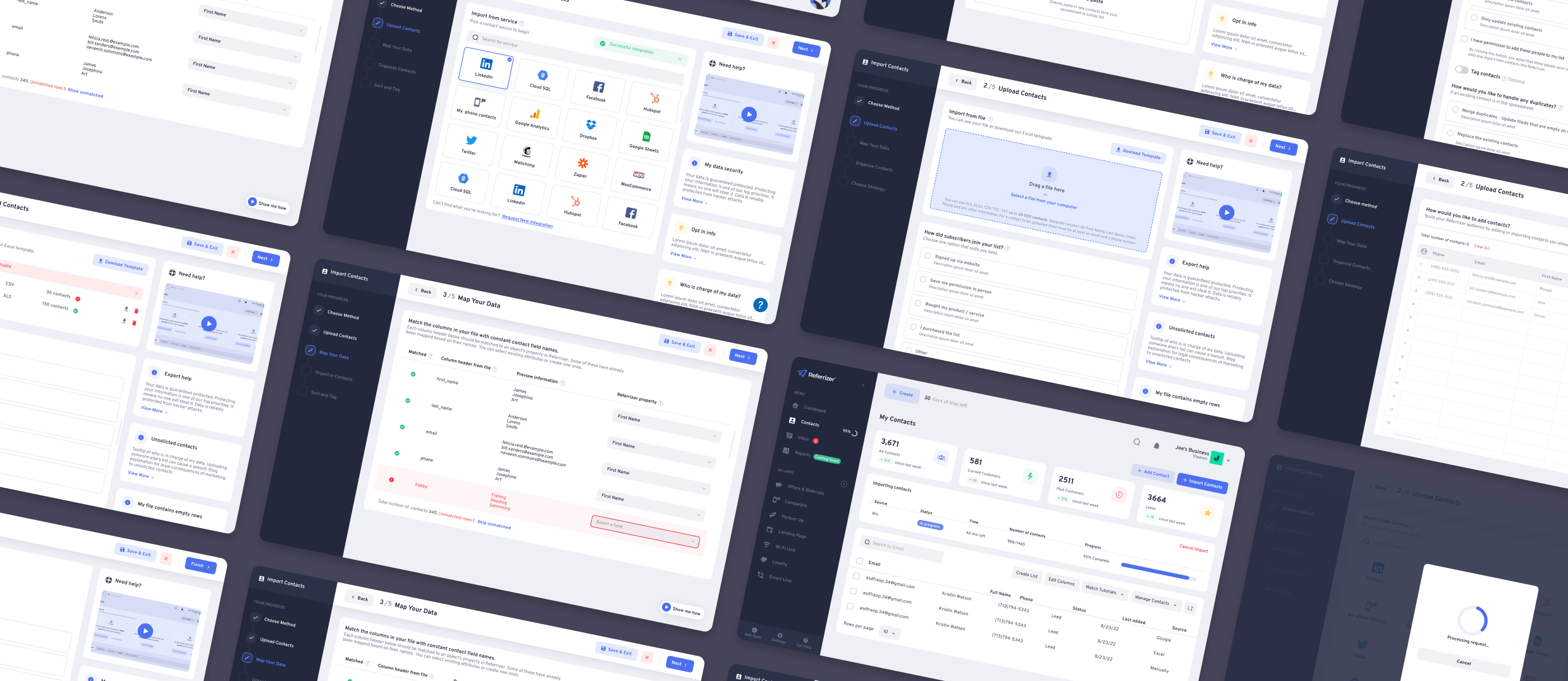 Referrizer import contacts redesign overview