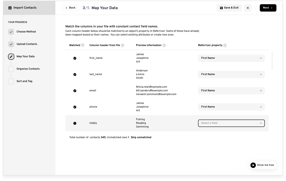 Wireframe: Step 3 - Map Your Data