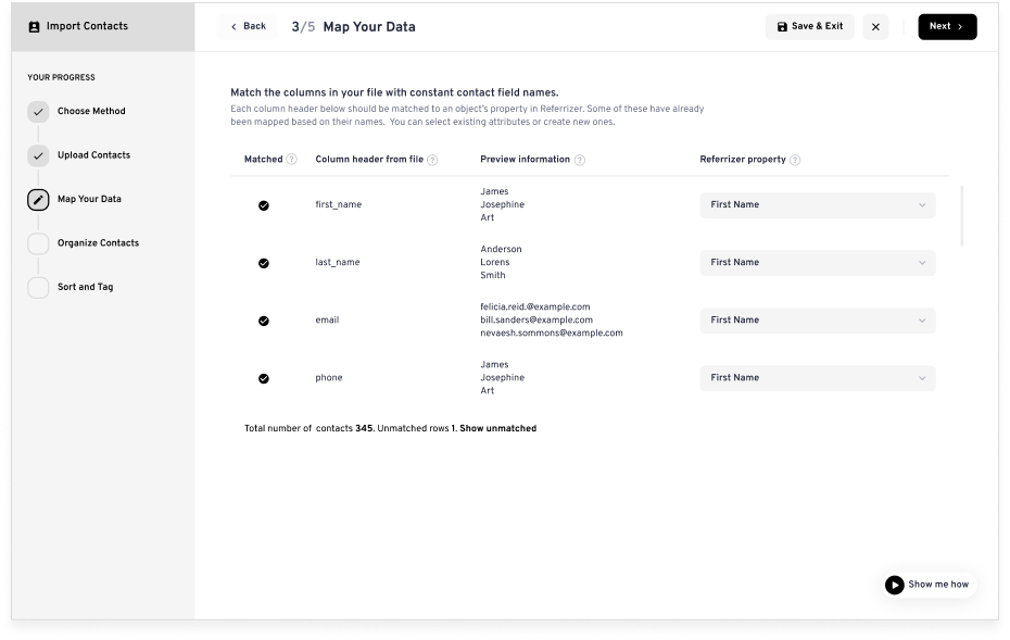 Wireframe: Step 3 - Map Your Data, skip unmatched