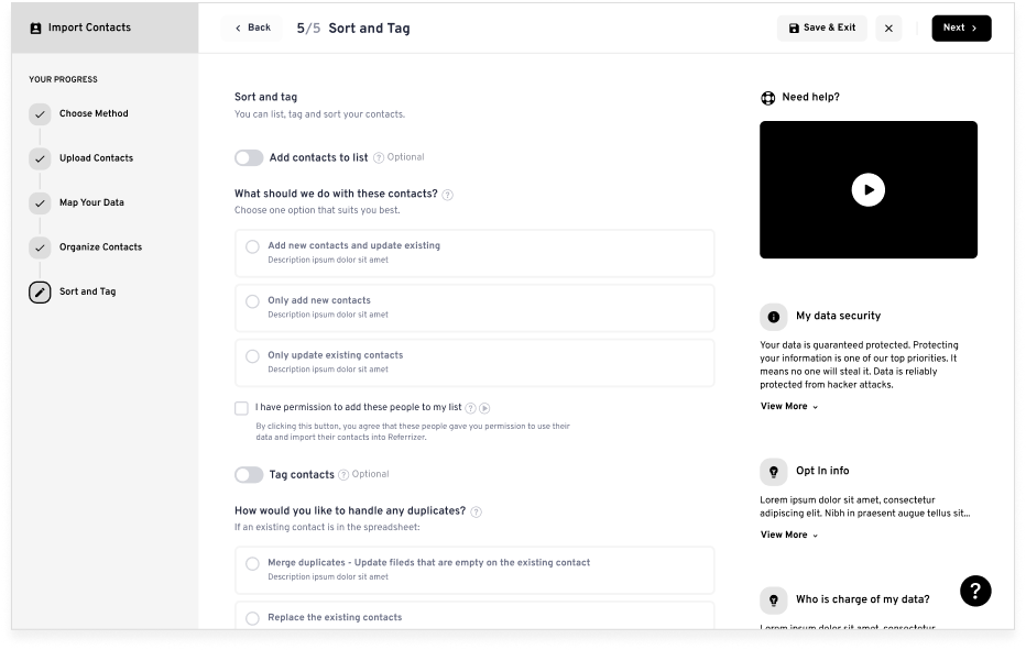 Wireframe: Step 5 - Sort and Tag